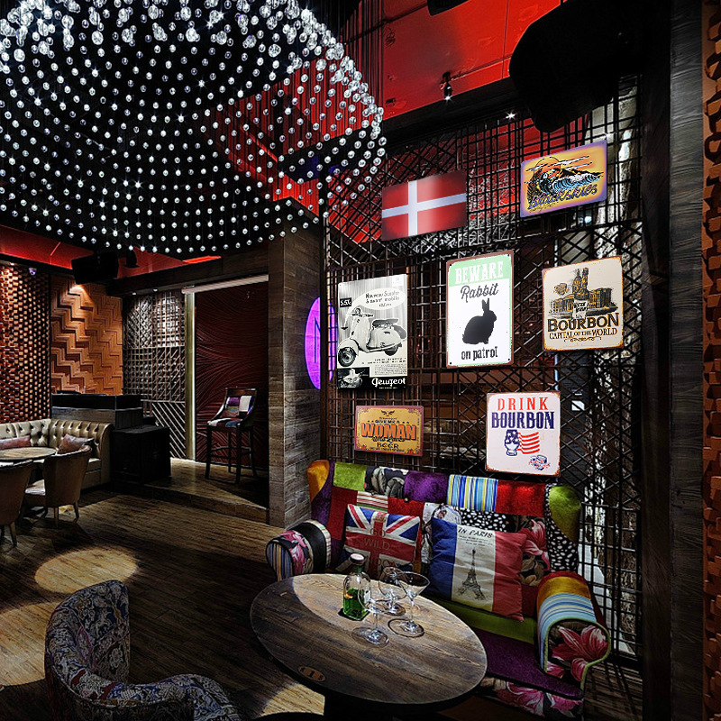 Manufacturer Customized American Retro Old Aluminum Iron Plate Painting License Plate Round Pastoral Wall Decoration Painting Blank Board Custom-Made