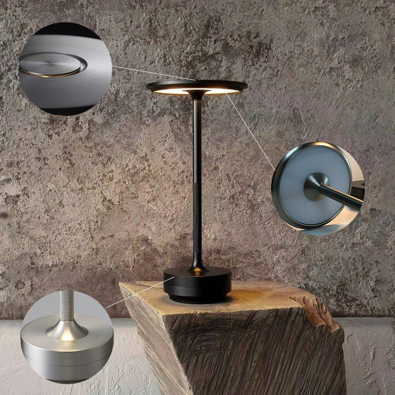 Cross-border Creative Table Lamp Retro Light Luxury Bar Clear Bar Atmosphere Lamp Charging Bedroom Touch Modern Simple Night Light