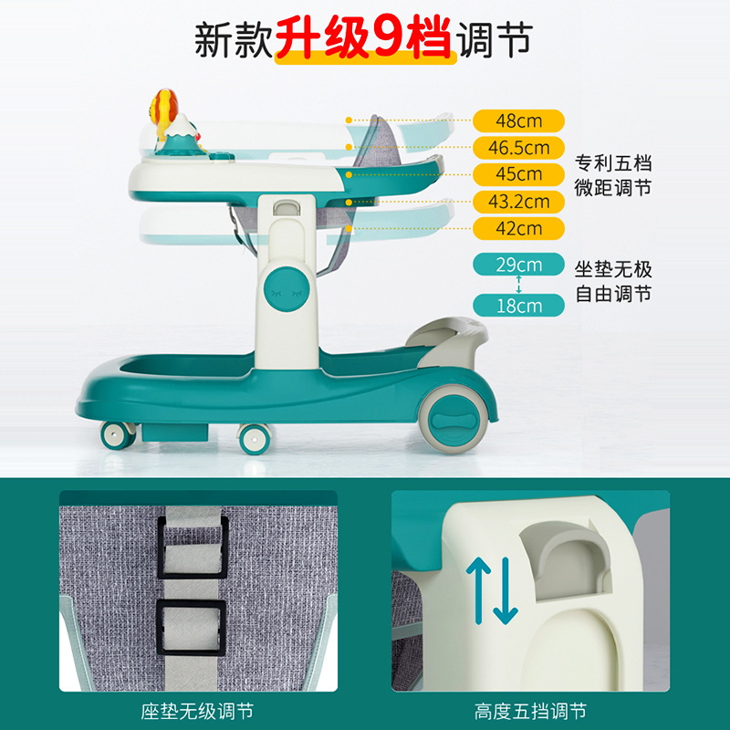 Baby Walker Anti-O-Leg Multi-Functional Baby Stroller Anti-Rollover to 18 Months Infant Learning to Walk Stroller