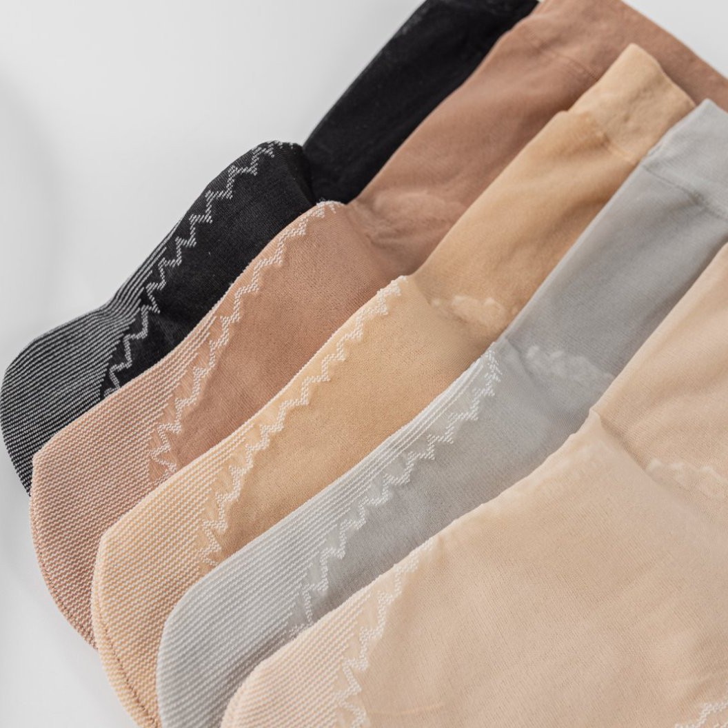 Skin-Colored Cotton Bottom Stockings Women's Short Stockings Mid-Calf Socks Mom Socks Polyester Sweat-Absorbent Non-Slip Bottom Anti-Snagging Spring and Autum