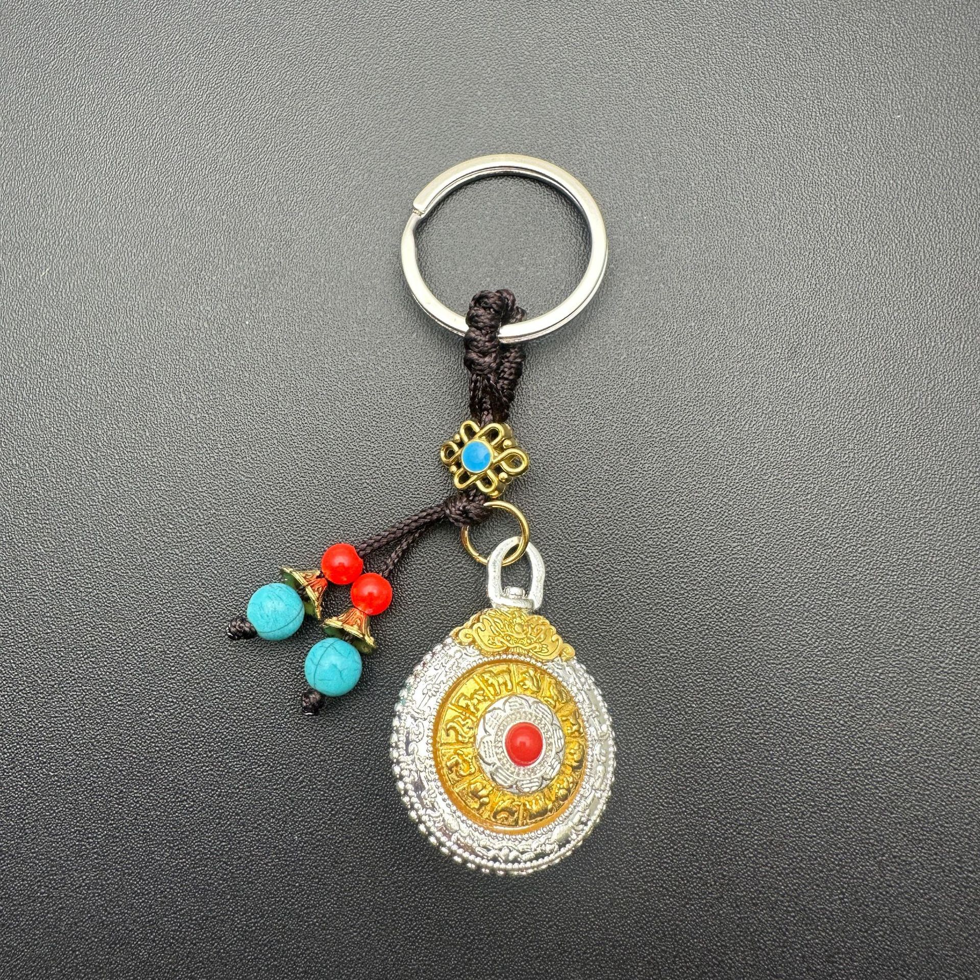 Double-Sided Rotating Nine-Compartment Bagua Pendant, Twelve Zodiac Waist Tag, Bag Charm, Keychain, Necklace, Rotatable