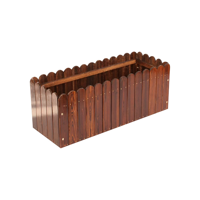 Anticorrosive Wood Flower Box for Outdoor Courtyard Vegetable Planting, Rectangular Municipal Road Greening Partition Custom Planting Box Flower Pot