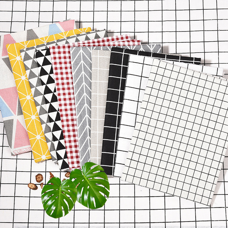 [A large number of in stock can be wholesale] cotton and linen fabric printed cloth plaid cloth curtain sofa fabric ins style tablecloth