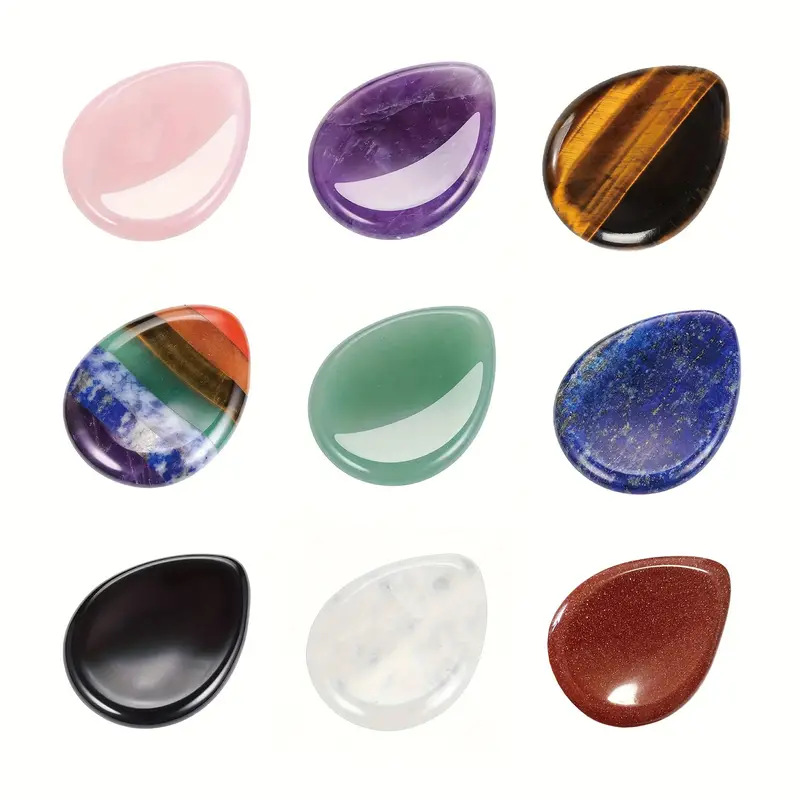 Natural Crystal Drop-shaped Decompression Stone Thumb Forgotten Worry Stone Massager Handle Scraping Stone Decompression Stone