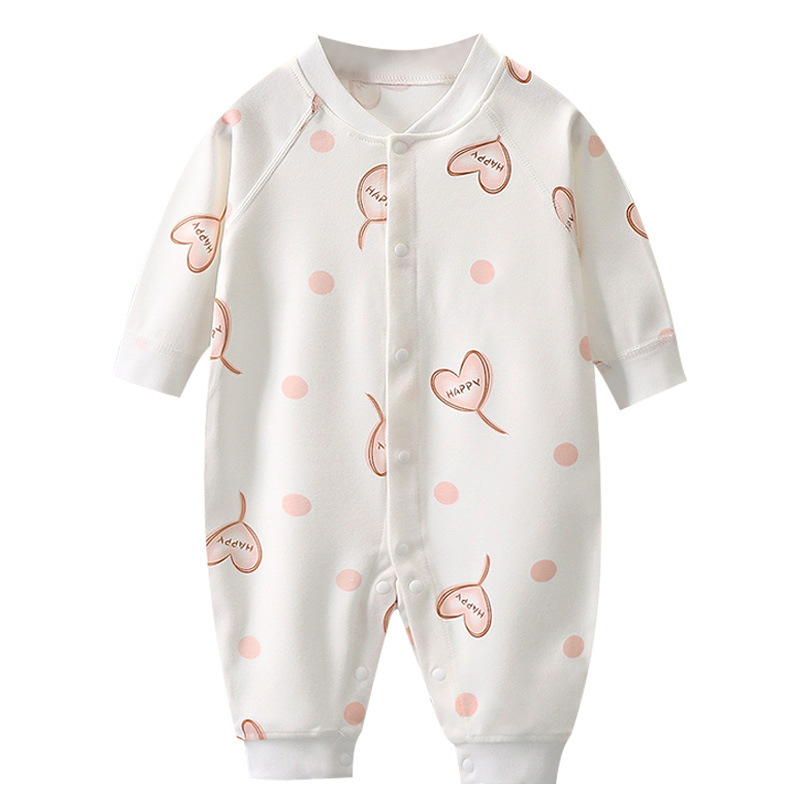 Baby autumn clothes long-sleeved spring and autumn baby jumpsuit pure cotton baby romper boneless single-breasted romper