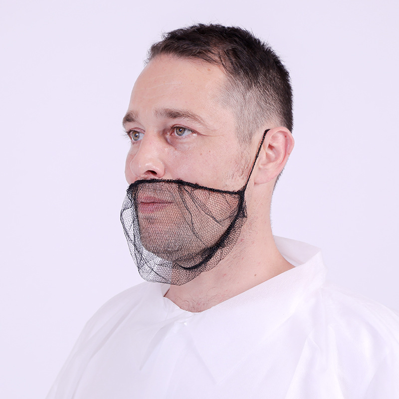 Disposable Nylon Beard Cover Black Mesh Dustproof Single Loop Single Rib Beard Cover Pocket Cover Manufacturer Wholesale