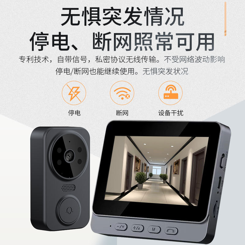 M12 wireless video doorbell 4.3 inch display home intelligent two-way intercom video surveillance cross-border selection