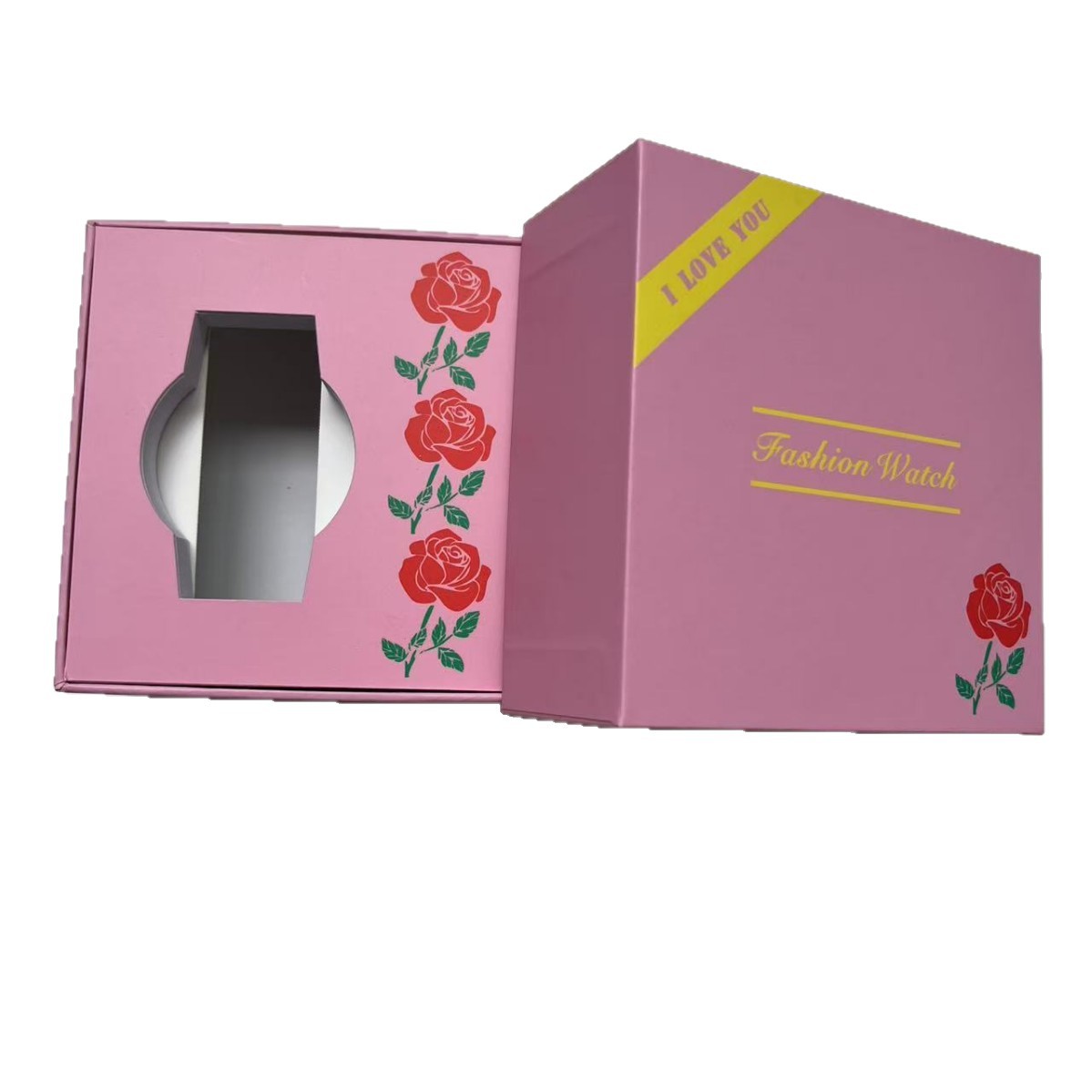 New Exquisite Pink Watch Box Paper Watch Box Ladies Watch Packaging Box Holiday Gift Manufacturer Direct Sale