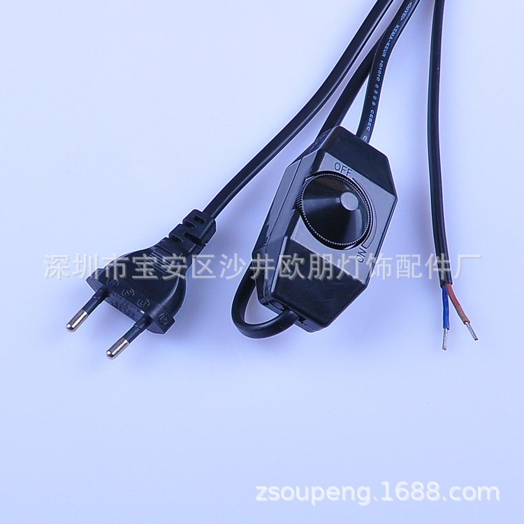 European Plug Dimmer Switch Line Dimmerable Switch Plug Power Cord Fine Adjustment Speed Switch Wire