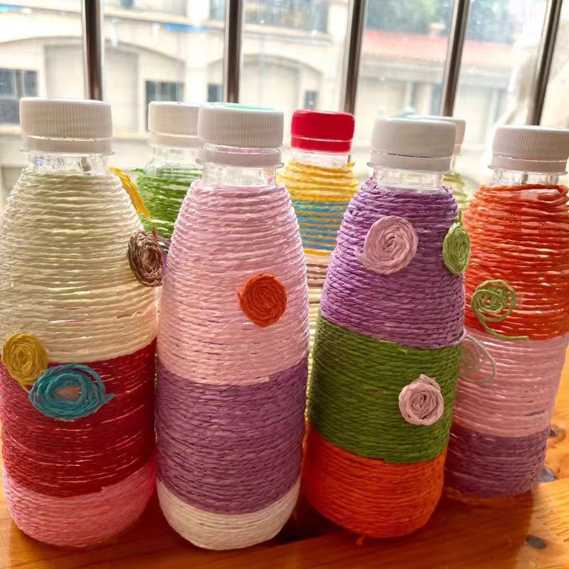 Kindergarten Hand-Woven Area Material Package Classroom Art Area DIY Colorfulful Paper Rope Vase Creative Ornaments Decoration