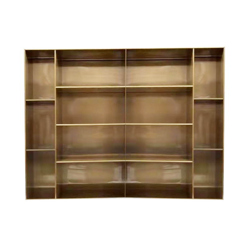 Simple and Luxurious Stainless Steel Tv Niche, Full-Wall Bookcase, Office Living Room Decorative Cabinet, Floor-Standing Steel Cabinet Niche