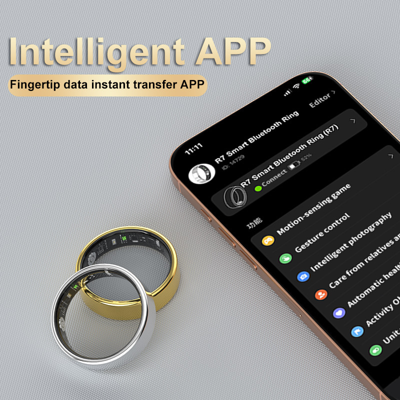 Cross-Border Smart Ring R7 Heart Rate Blood Oxygen Exercise Pedometer Ring Gesture Remote Control Camera Multi-Functional Smart Ring