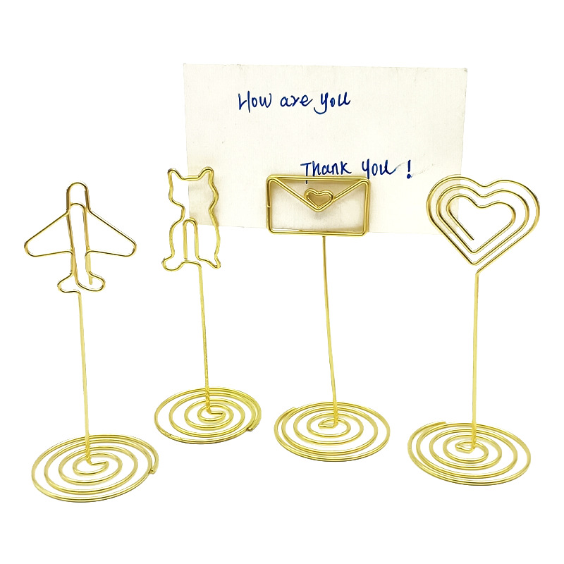 Three-dimensional metal note holder creative photo clip love name card holder desktop message holder gold multi-functional note holder