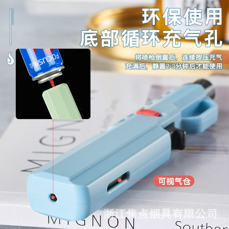 New Decorative Reversible Direct-Fire Spray Gun Windproof Inflatable Cigar Moxibustion Small Spray Gun Outdoor Lighter