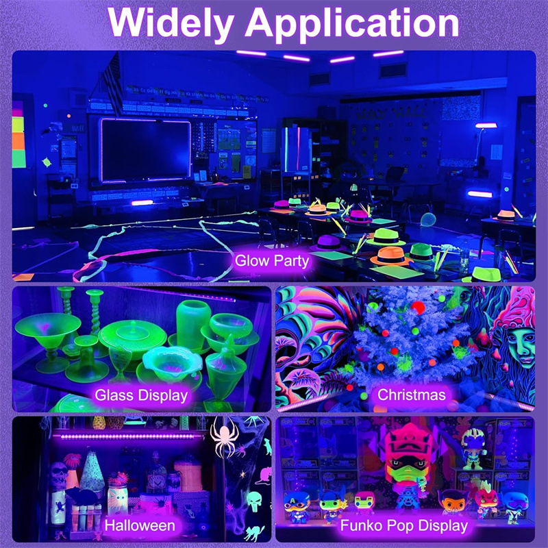 Cross-Border Led Uv Black Light Wide Voltage Magnetic Suction Uv Curing Lamp Drama Party Ktv Uv Stage Light