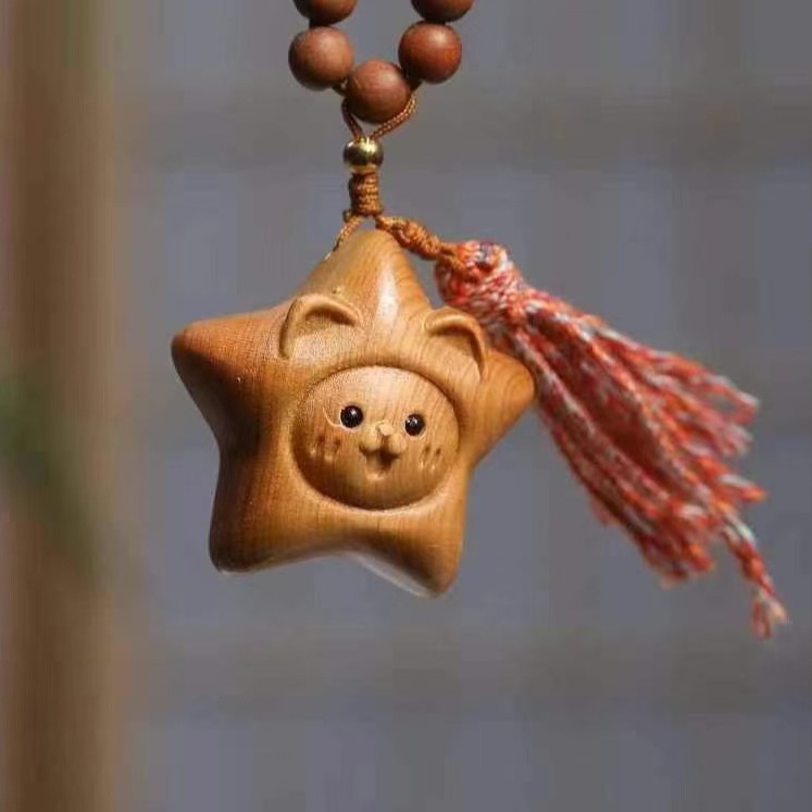 Thuja Smiley Star Small Moon Clouds DIY Bracelet Fashion Accessories Solid Wood Carving Creative Small Ornaments