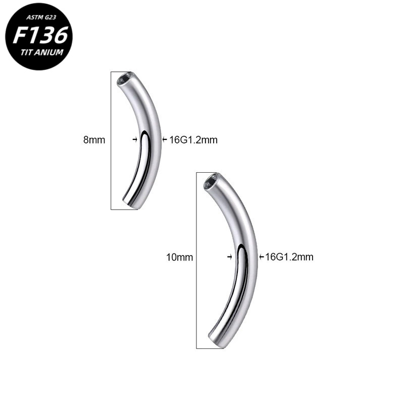F136 Titanium Alloy Internal Thread Curved Rod G23 Internal Thread Navel Nail Eyebrow Nail Lip Nail Replacement Rod Body Piercing Jewelry