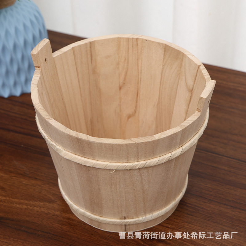 Factory Supply Wooden Round Open Large Capacity Aromatherapy Stone Storage Bucket Toy Bucket Stall Bucket Storage Bucket