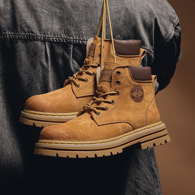 New Casual Shoes for Couples Running Volume First Layer Pigskin Martin Boots