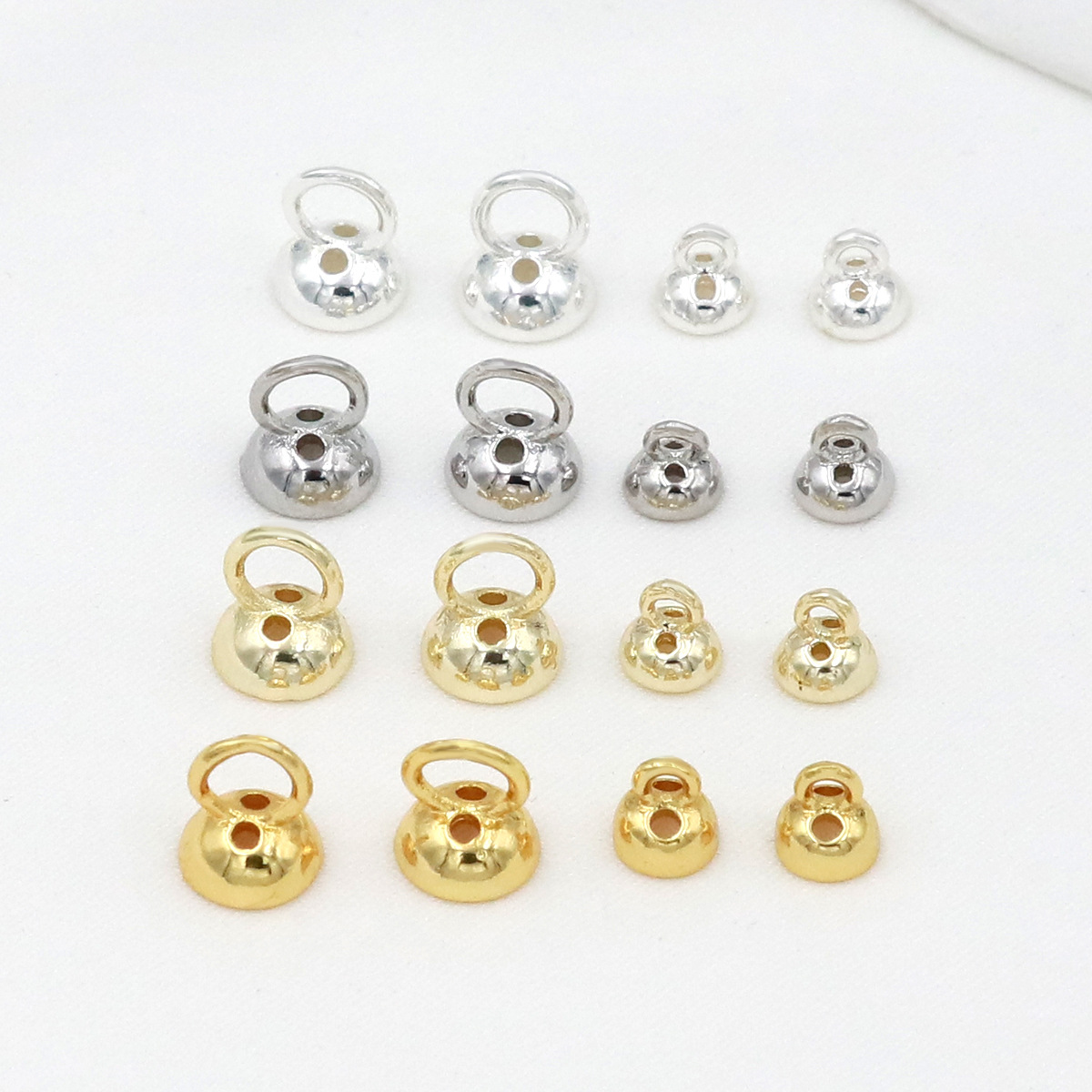 Color-Preserving 18K Gold-Plated Belt Threading Hole Hanging Cap Button Pearl Cap Finishing Buckle DIY Bracelet Necklace Connection