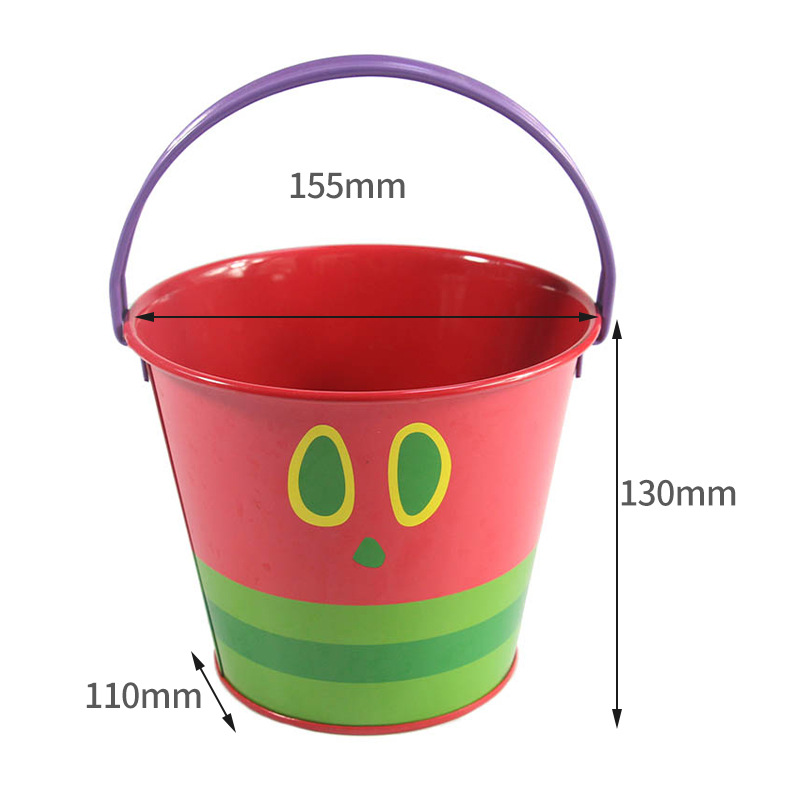 Manufacturer Customized Tinplate Gift Keg Gardening Bucket Easter Kidsren's Small Iron Bucket Plant Potted Beach Keg