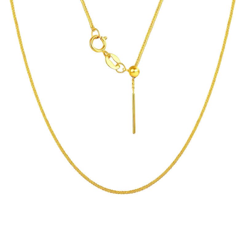 水贝18k金项链au750实心不脱模万能DIY可调节超闪轻奢百搭锁骨链