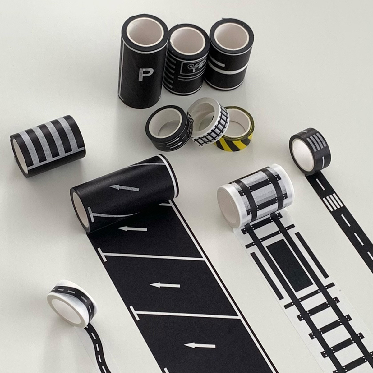 Детские мультяшные DIY дорожные рельсы железнодорожная автомагистраль и бумажный скотч наклейка для кривой самоклеящаяся