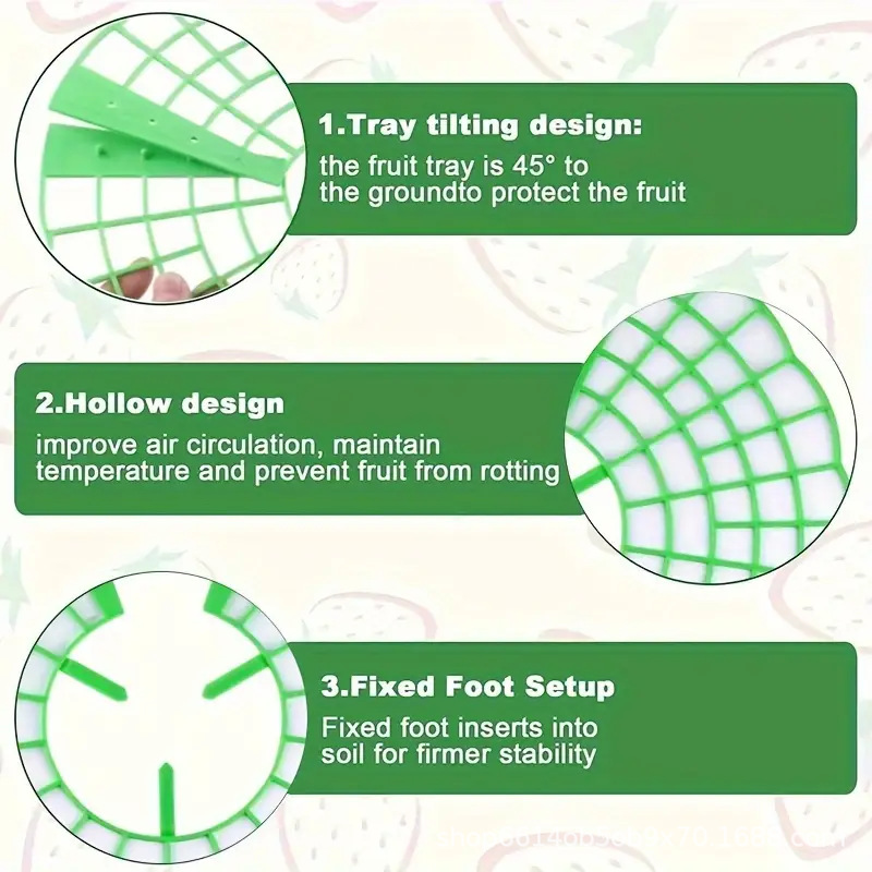 Green strawberry planting rack with 3 sturdy legs-PVC plant support cage, resistant to mildew and rot