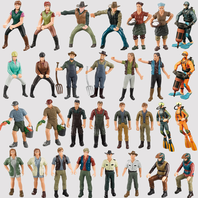 Модель игрушечного персонажа симуляции фермер женщины, хранительницы, дайвера, пастушьего работника, лесного полицейского
