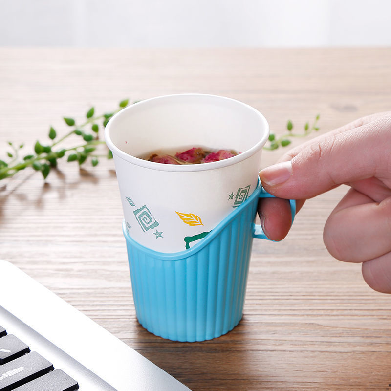 Disposable paper cup holder cup cover thickened plastic anti-scald hand insulation pad tea cup holder cup holder Office water cup holder