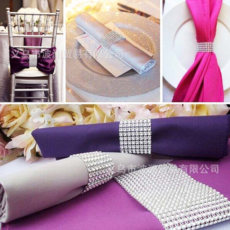 Cross-Border Exclusive Supply of 8 Rows of Rhinestone Napkin Rings for Hotel Table Settings, Amazon Best-Selling Table Decoration Supplies
