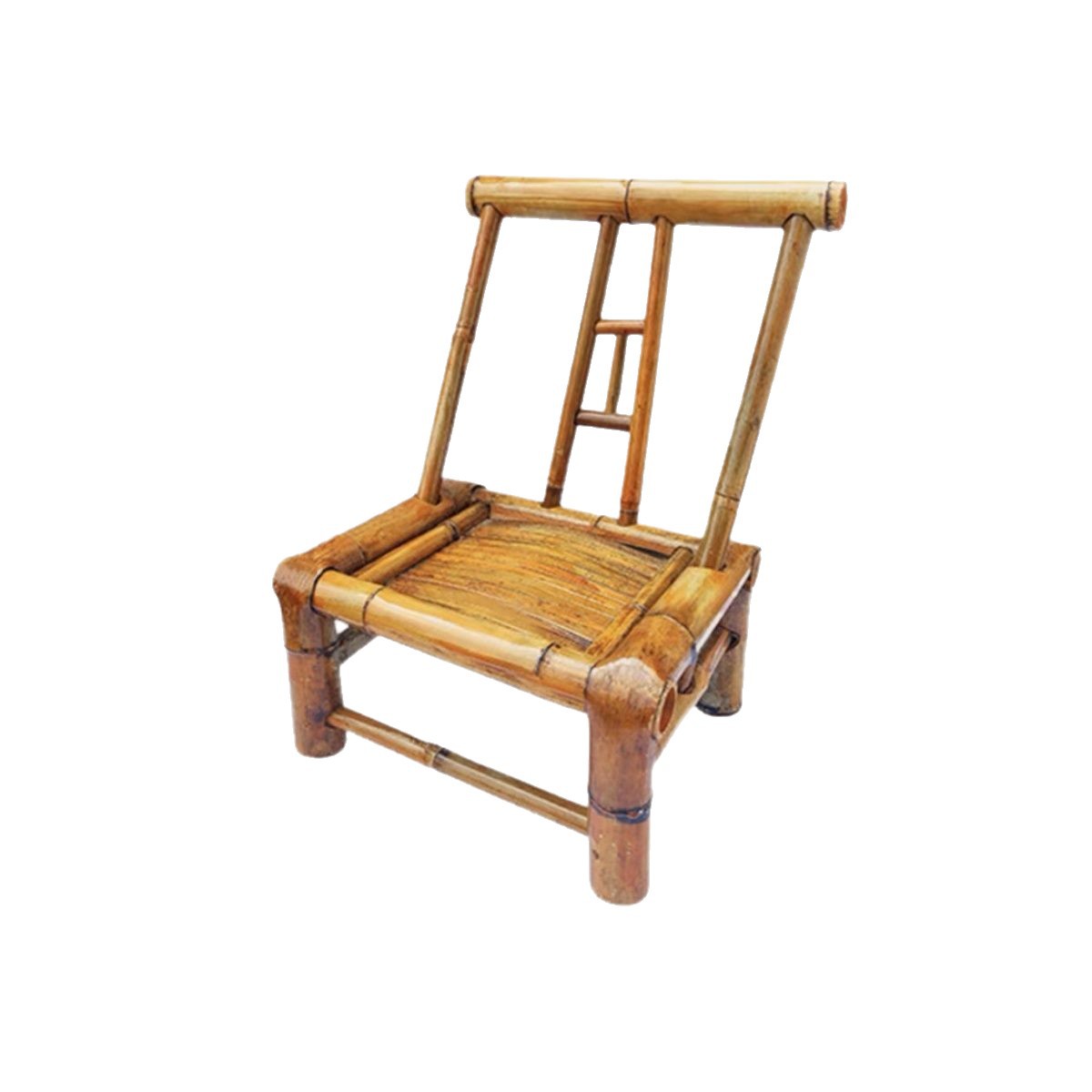 Old-Fashioned Bamboo Chair with Backrest, Suitable for Tea Brewing, Hot Pot, Children's Chair, Household Handmade Bamboo Chair, Bamboo Weaving Bamboo Chair for Outdoor Use