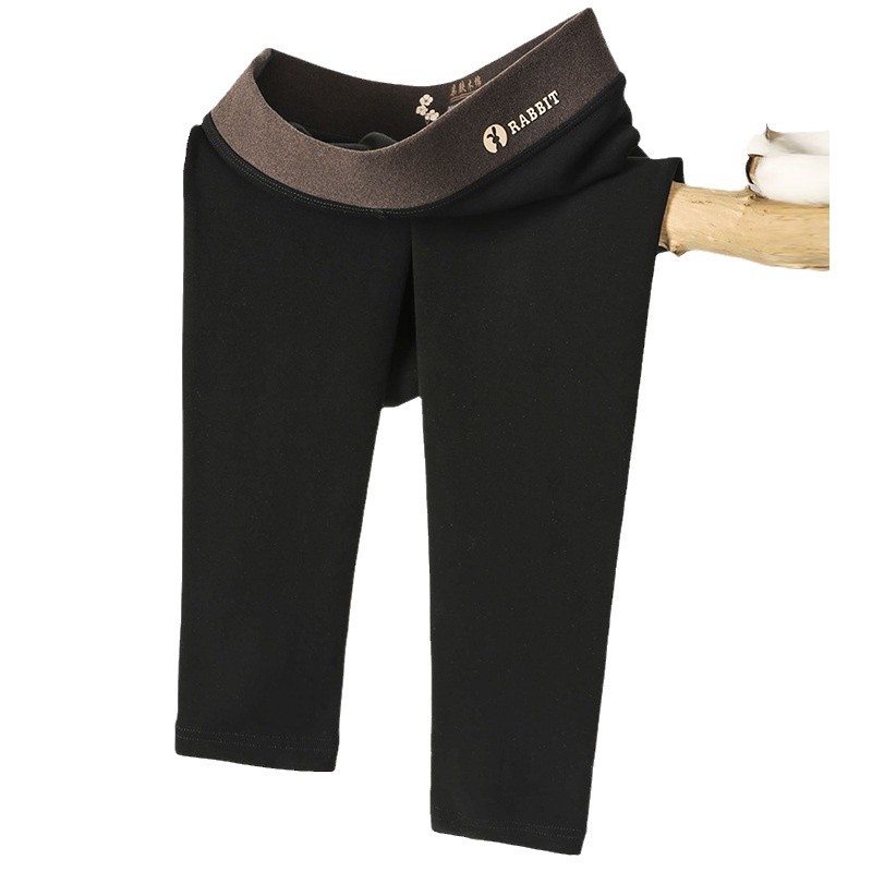 2025 Autumn and Winter New 260g Thin Velvet Little Black Pants One-Line Crotch Nine-Point Warm Leggings Slim Fit Tutu