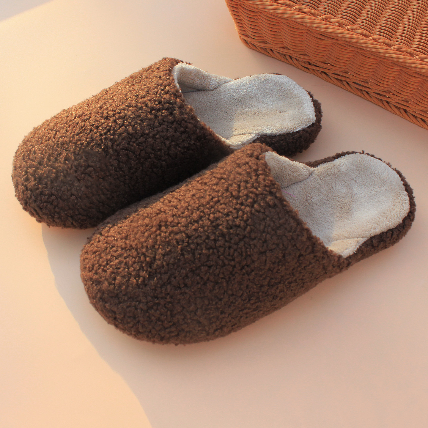 Women's Winter Cotton Slippers, Plush Home Warm Slippers, Thick-Soled Home Oxford Non-Slip Slippers, Fleece-Lined and Thickened