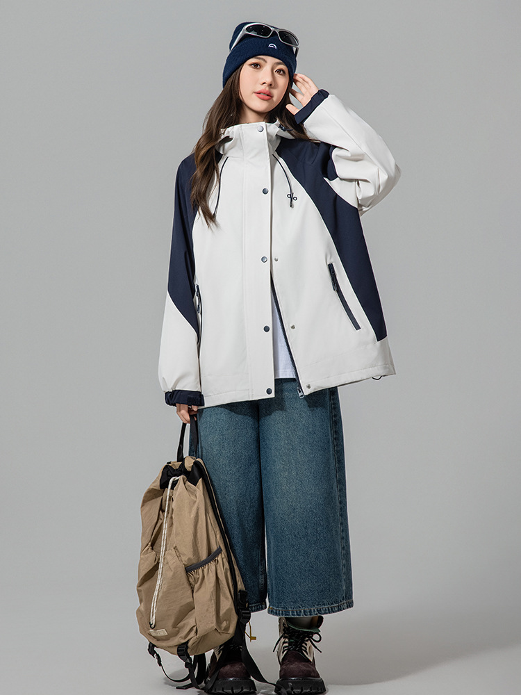 Women's Jacket 2025 Autumn New Hooded Junior High School Student Trendy Brand Workwear Trench Coat Loose High School Student Windbreaker Trendy