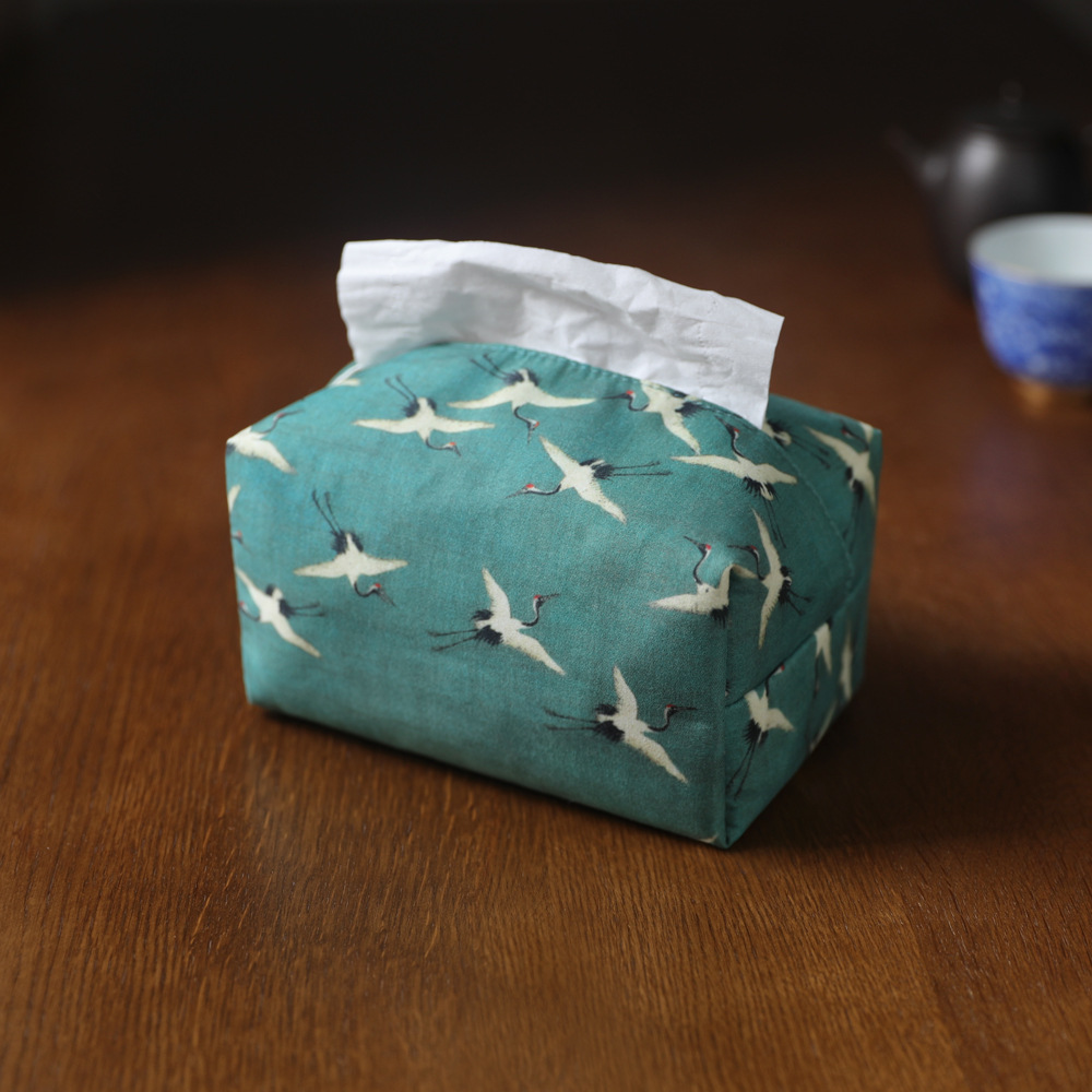 Elegant Tea Ceremony Chinese Style Fabric Tissue Holder Cotton Linen Tissue Bag Tissue Box Tissue Pack Famous Painting Cultural Creation