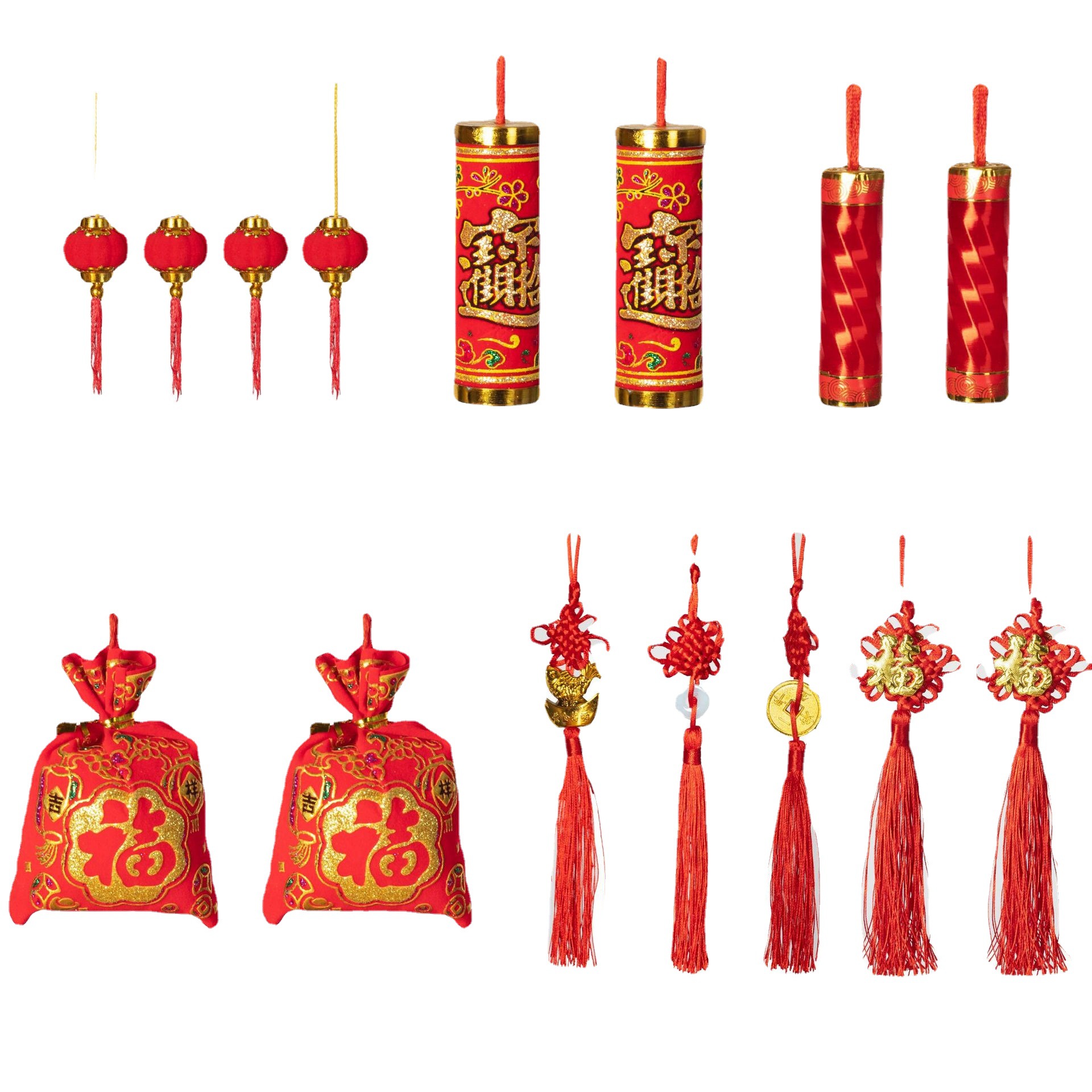 New Year Spring Festival New Year ornaments lucky bag Chinese knot lantern firecrackers festive wedding ornaments living room decoration wholesale