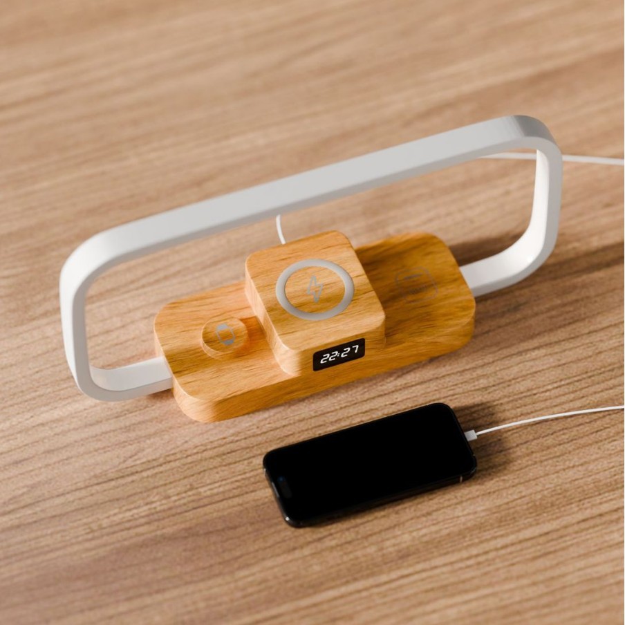 3-in-1 Wireless Charging Led Bedside Lamp with USB Port, Stepless Dimming and Adjustable 5-Color Temperature Desk Lamp