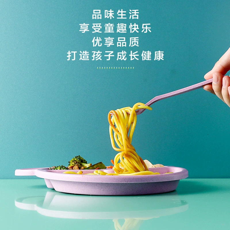 Kindergarten Students Children Wheat Straw Dishes Panda Tableware Dinner Plate Spoon Fork 3 Piece Set