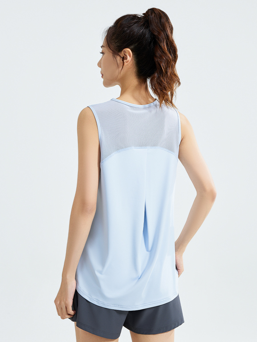 Juyitang Loose Beautiful Back Mesh Yoga Vest Running Training Quick-Drying Fitness Sports Top Women's Cover-Up