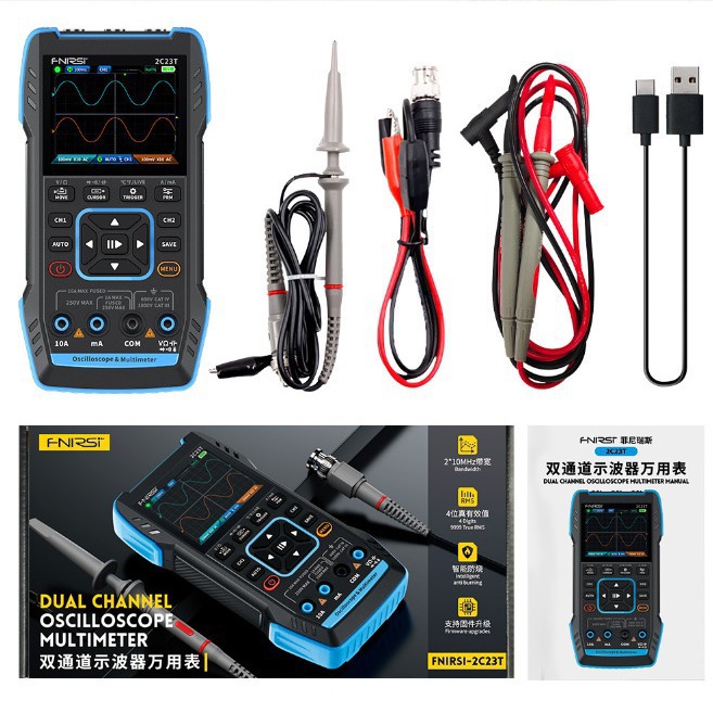 Fnirsi 2C23T Handheld Digital Oscilloscope Multimeter Three-In-One Dual-Channel Oscilloscope Signal Generation