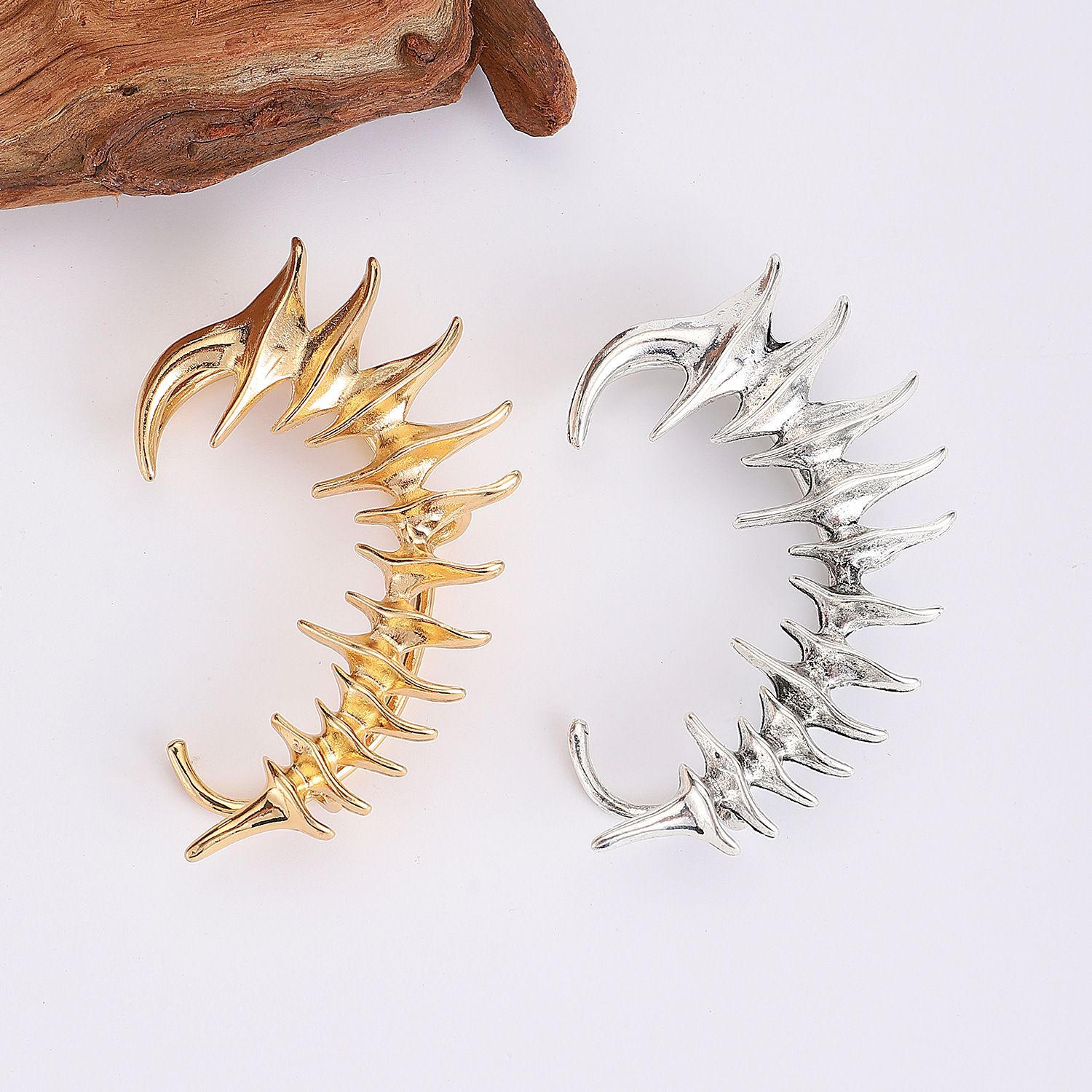 Cross-border Thorn spine bone mechanical style ear hanger niche design special-shaped metal earless ear clip men and women earrings