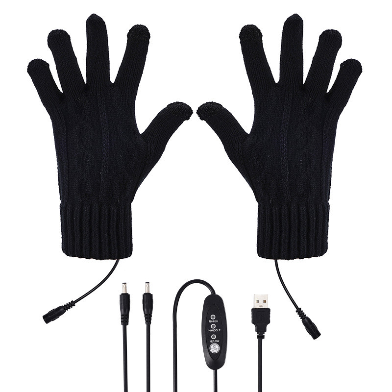 Новые USB перчатки, обогреваемые перчатки большого размера, с регулируемой температурой, power bank, электрическое отопление, утолщенные, сенсорный экран для тепла
