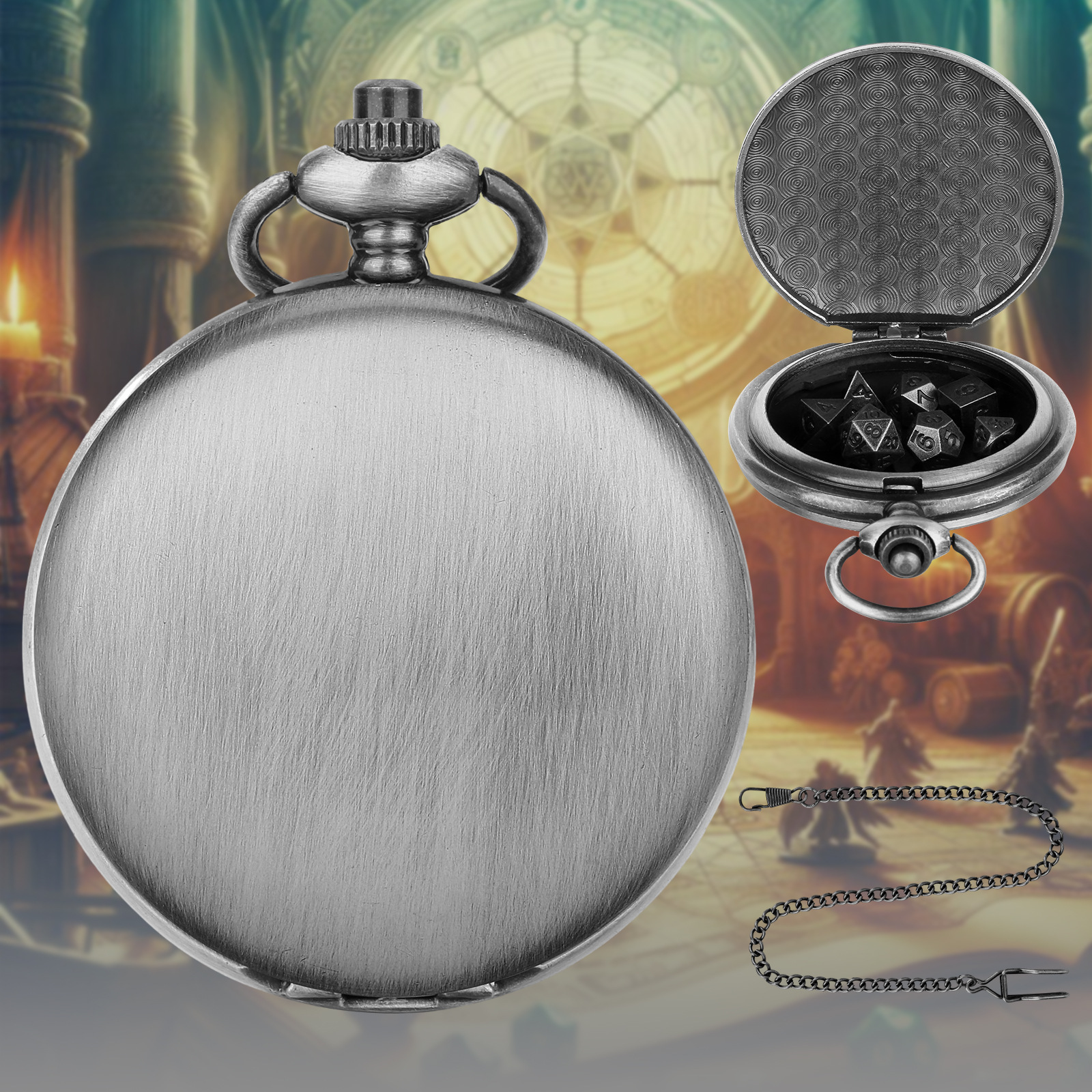 2024 new best selling DND dice bronze two-sided light pocket watch case thick waist chain-factory in stock direct sales