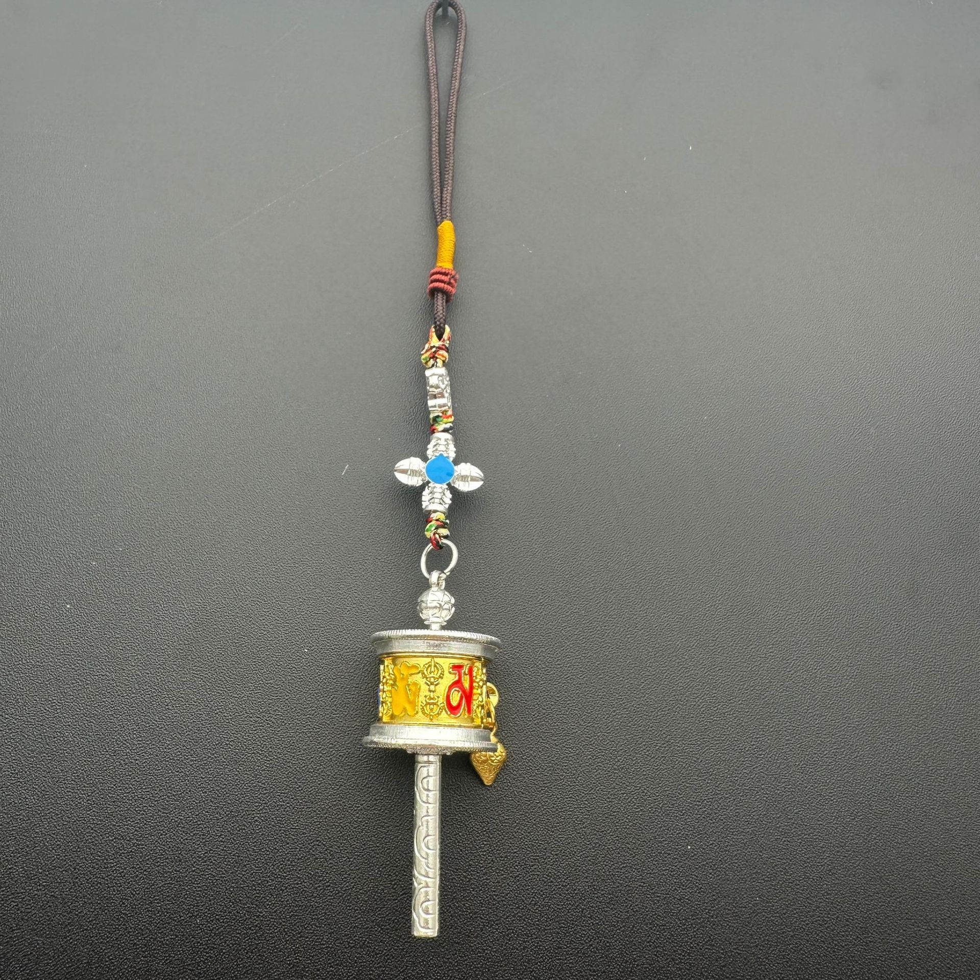 Xizang-Style Prayer Wheel with Six-Word Mantra, Car Pendant, Bag Keychain, Rotatable