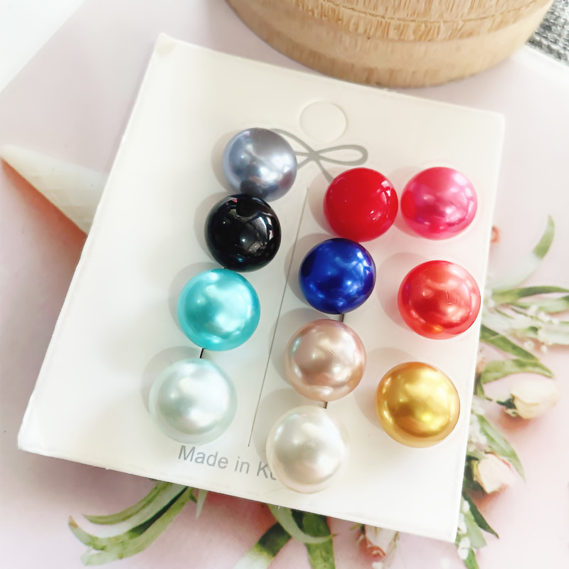 Small Fragrant Style Seam-free Button Shirt Anti-glare Nail Button Colorful Stab Needle Pearl Button Nail-free All-match Buckle