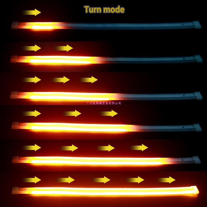 Cross-Border Car Led Ultra-Thin Daytime Running Light Two-Color Running Water Tear Eye Light Headlight Decorative Light Strip Silicone Light Guide Strip