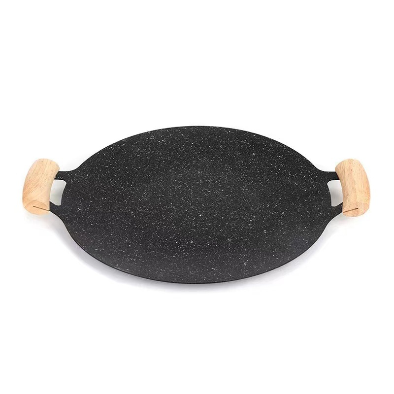 Household non-stick roasting pan Maifan stone barbecue plate Outdoor camping barbecue plate Barbecue plate Special round roasting pan frying pan for barbecue shop