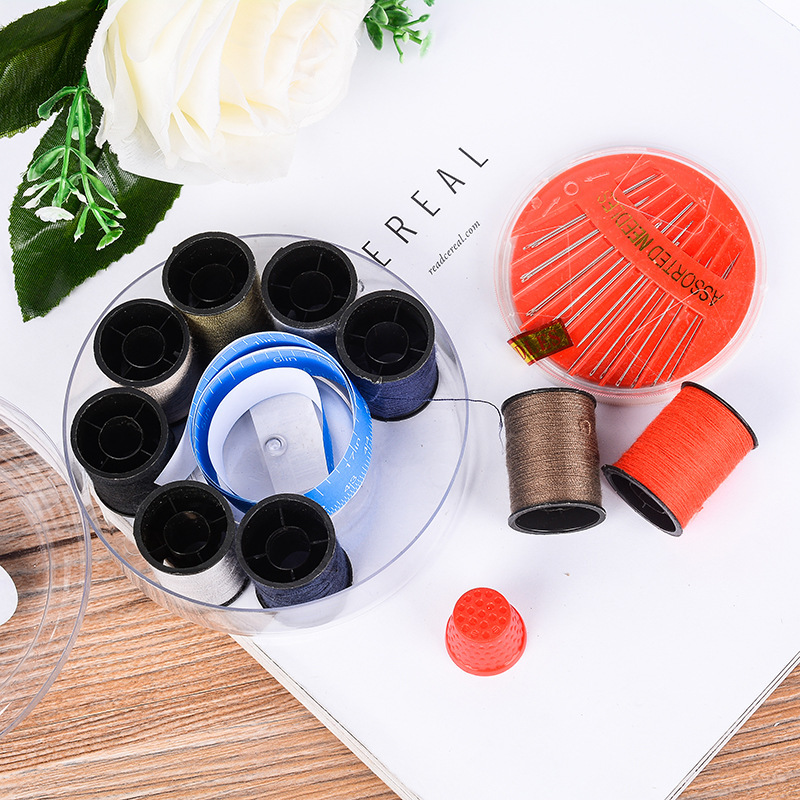 Nine thread suit household hand sewing sewing bag tape ruler thimble round nine thread storage sewing box wholesale