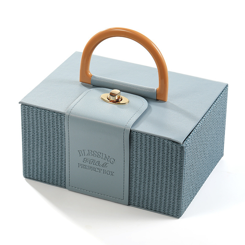 Leather Light Luxury Portable Cosmetic Case High-end Best Man and Bridesmaid Accompanying Gift Box Birthday Gift Box Wedding Return Gift Empty Box